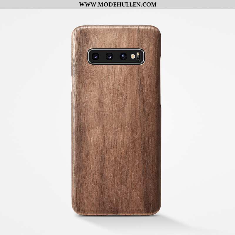 Hülle Samsung Galaxy S10+ Persönlichkeit Aus Holz Dünne Qualität Schutz Super Sterne Khaki