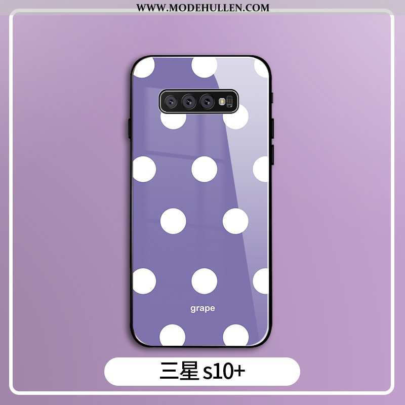 Hülle Samsung Galaxy S10+ Schutz Glas Case Silikon Frisch Licht Lila