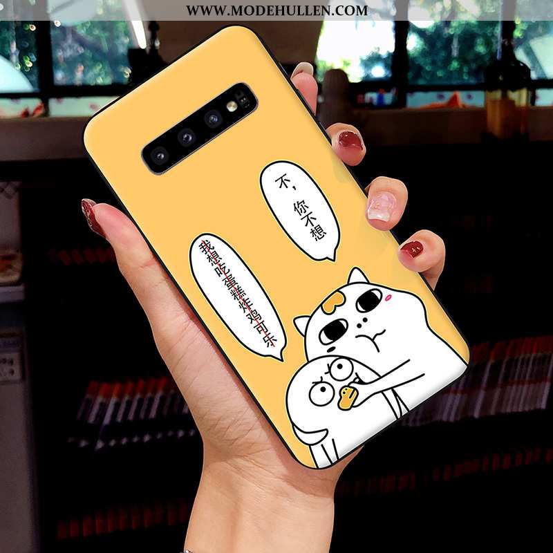 Hülle Samsung Galaxy S10 Schutz Karikatur Netto Rot Frisch Weiche Case Handy Gelbe