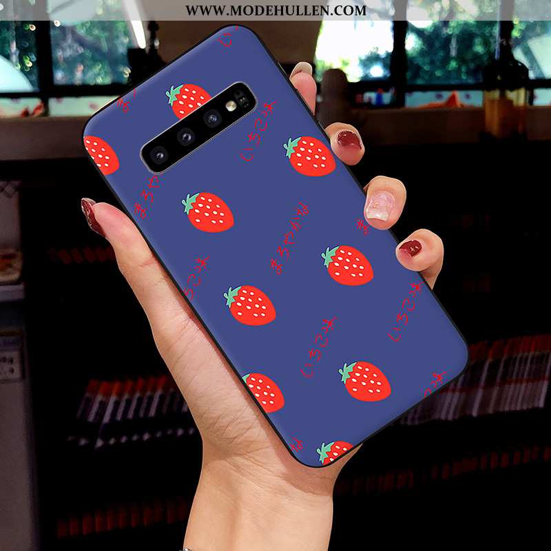 Hülle Samsung Galaxy S10 Schutz Karikatur Netto Rot Frisch Weiche Case Handy Gelbe