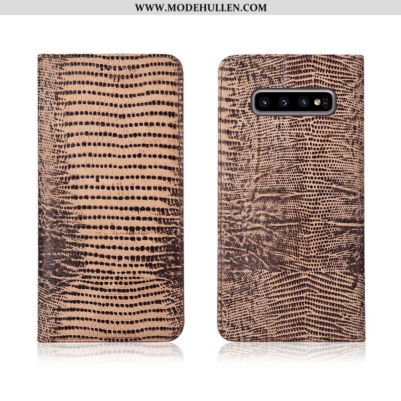 Hülle Samsung Galaxy S10 Schutz Lederhülle Case Clamshell Echt Leder Anti-sturz Neu Braun