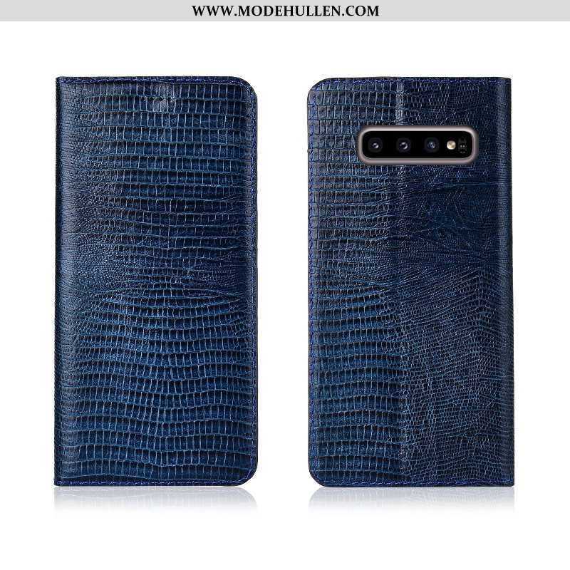 Hülle Samsung Galaxy S10 Schutz Lederhülle Case Clamshell Echt Leder Anti-sturz Neu Braun