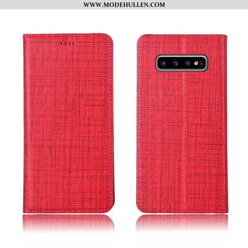 Hülle Samsung Galaxy S10+ Schutz Lederhülle Case Echt Leder Handy Clamshell Blau