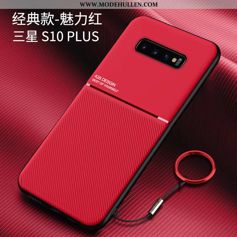 Hülle Samsung Galaxy S10+ Schutz Nubuck Handy Super Sterne Silikon Schwer Rote