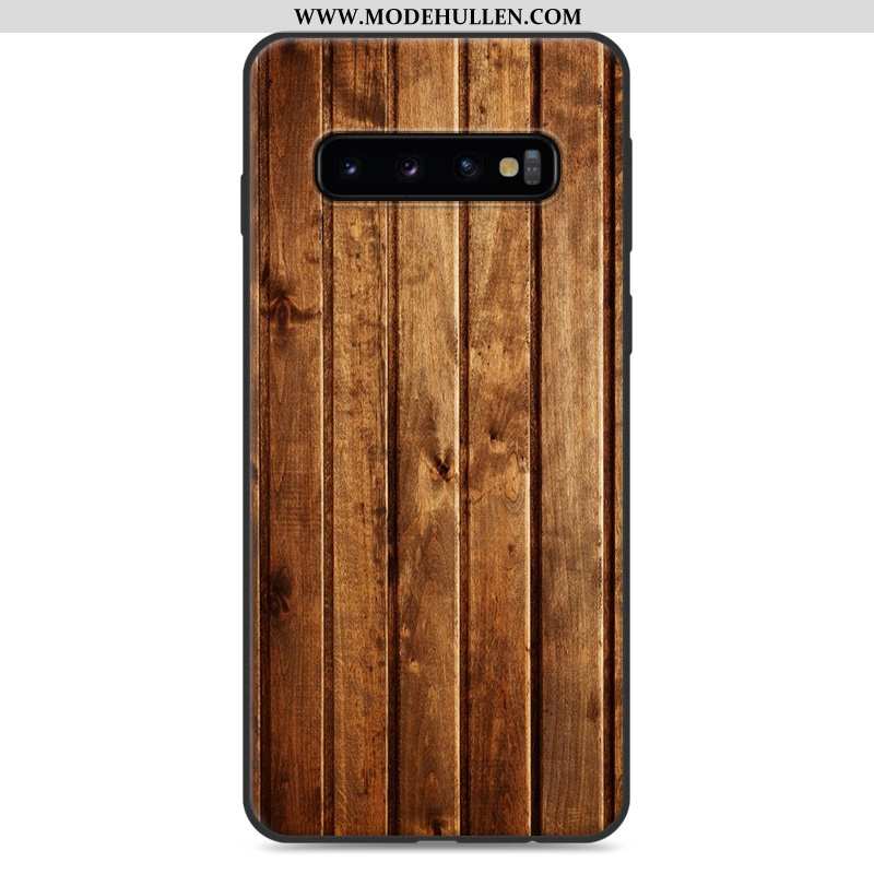 Hülle Samsung Galaxy S10 Schutz Persönlichkeit Einfassung Case Weiche Kreativ Aus Holz Grau