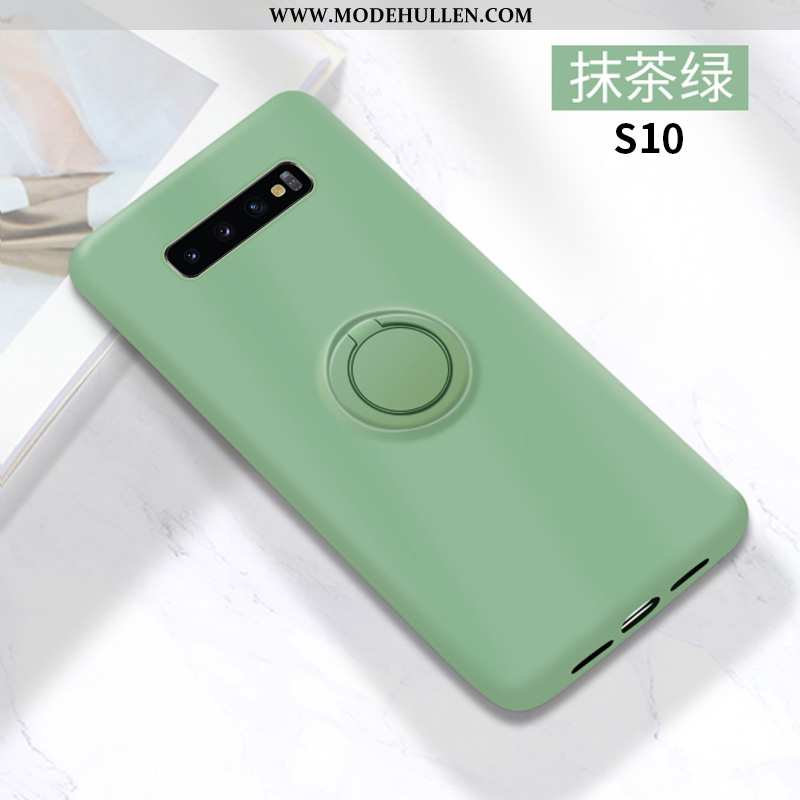 Hülle Samsung Galaxy S10 Schutz Silikon Handy Einfarbig Grün Case