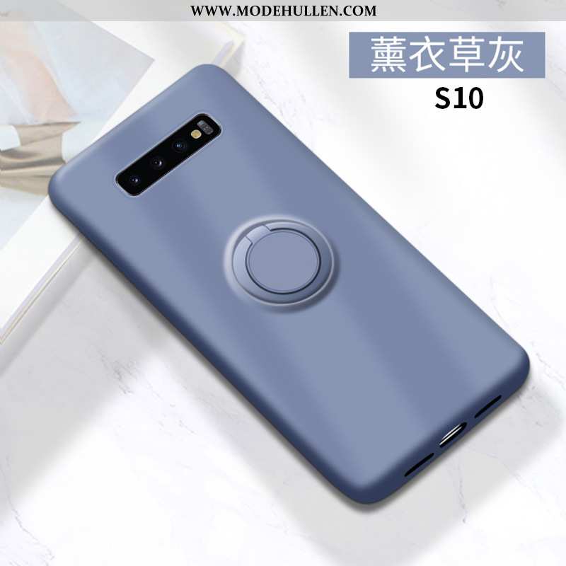 Hülle Samsung Galaxy S10 Schutz Silikon Handy Einfarbig Grün Case