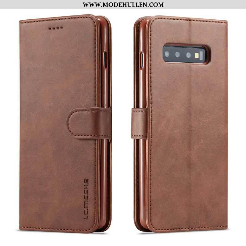 Hülle Samsung Galaxy S10+ Silikon Schutz Neu Leder Handy Braun