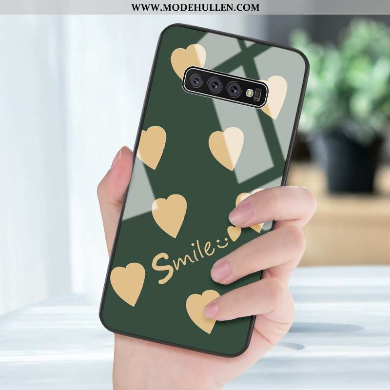 Hülle Samsung Galaxy S10+ Silikon Schutz Spiegel Liebe Case Sterne Mini Grün