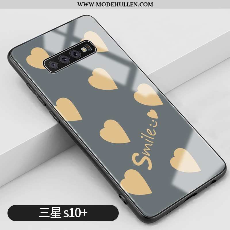 Hülle Samsung Galaxy S10+ Silikon Schutz Spiegel Liebe Case Sterne Mini Grün