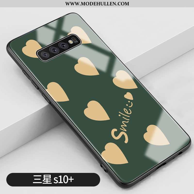 Hülle Samsung Galaxy S10+ Silikon Schutz Spiegel Liebe Case Sterne Mini Grün