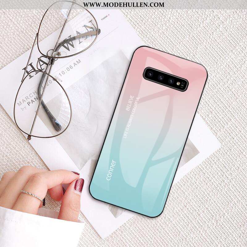 Hülle Samsung Galaxy S10+ Silikon Schutz Sterne Anti-sturz Rot Glas Handy Rote