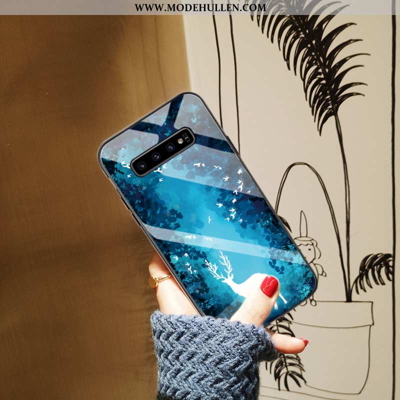Hülle Samsung Galaxy S10+ Silikon Schutz Sterne Anti-sturz Rot Glas Handy Rote