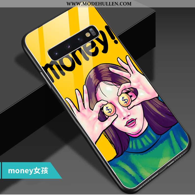 Hülle Samsung Galaxy S10 Weiche Glas Einfassung Sterne Trend Karikatur Gelbe