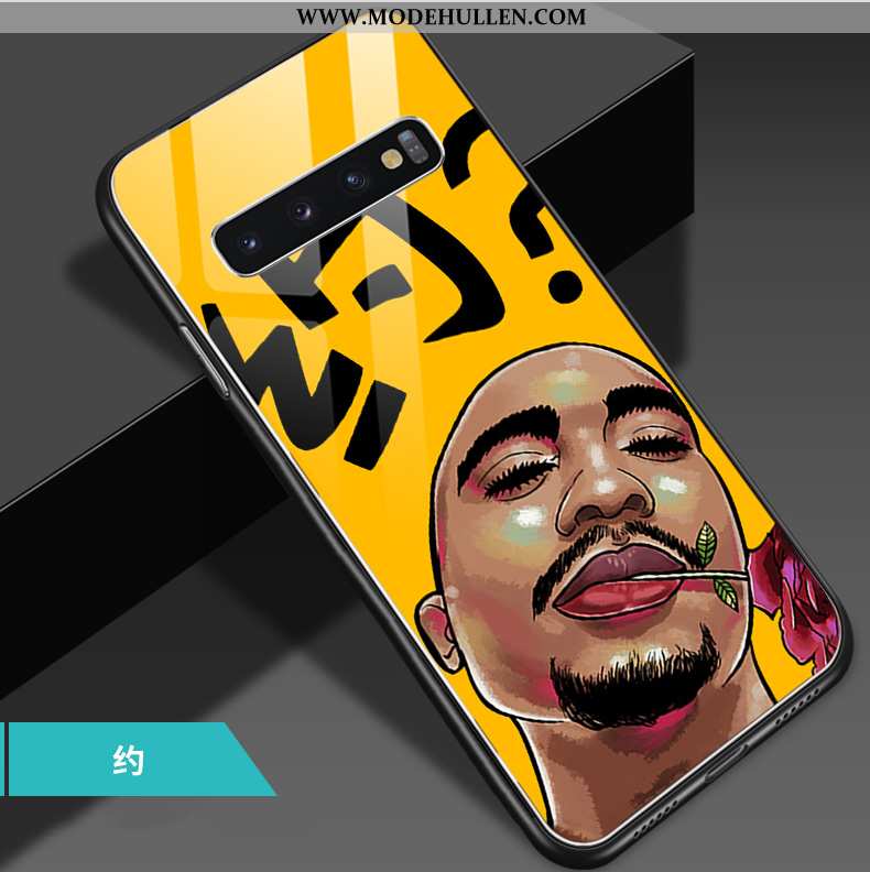 Hülle Samsung Galaxy S10 Weiche Glas Einfassung Sterne Trend Karikatur Gelbe