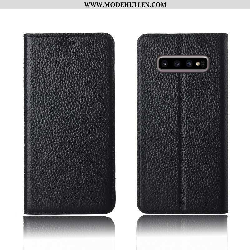 Hülle Samsung Galaxy S10+ Weiche Schutz Anti-sturz Handy Lederhülle Echt Leder Khaki