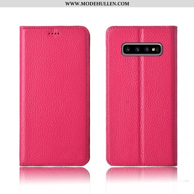 Hülle Samsung Galaxy S10+ Weiche Schutz Anti-sturz Handy Lederhülle Echt Leder Khaki