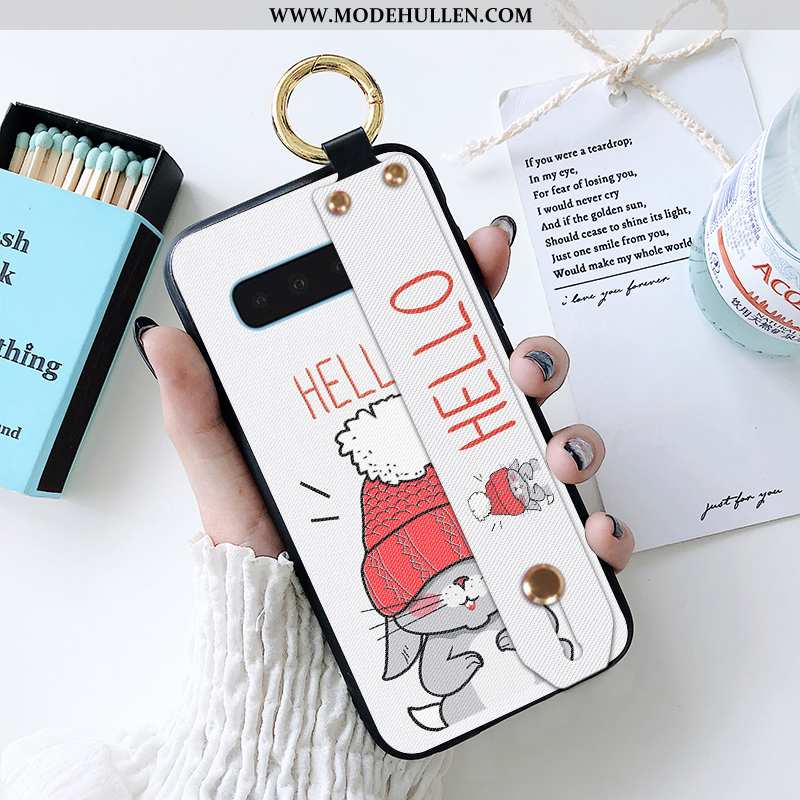 Hülle Samsung Galaxy S10 Weiche Silikon Kaninchen Mini Kreativ Case Weiß Weiße