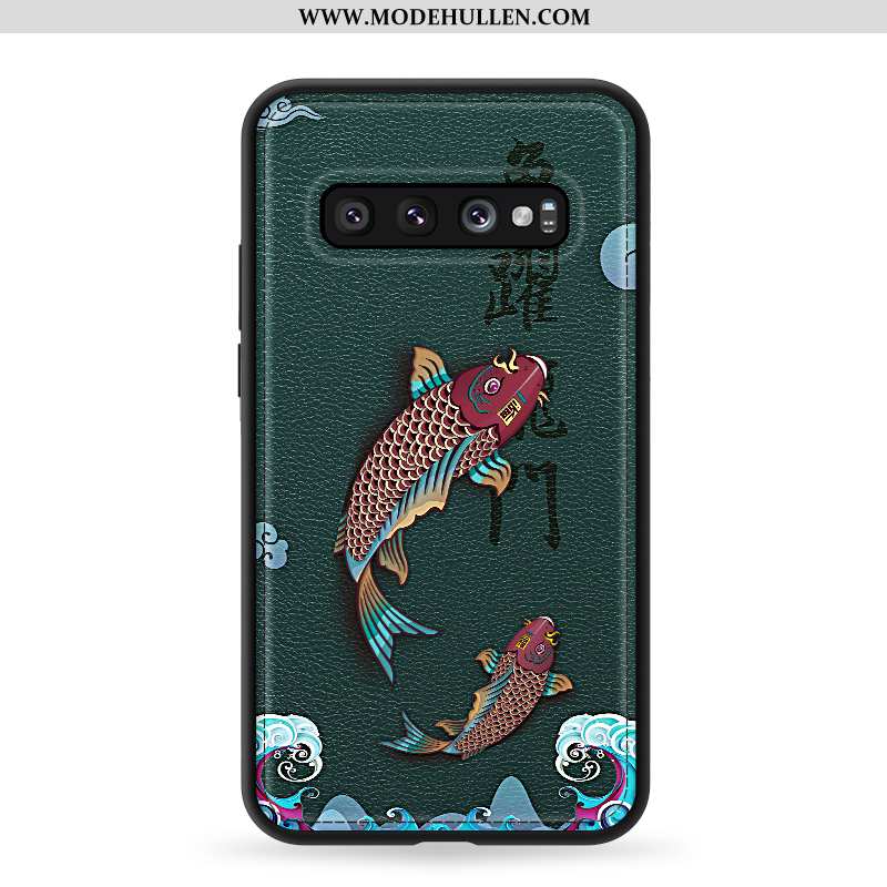 Hülle Samsung Galaxy S10 Weiche Silikon Retro Chinesische Art Grün Trend