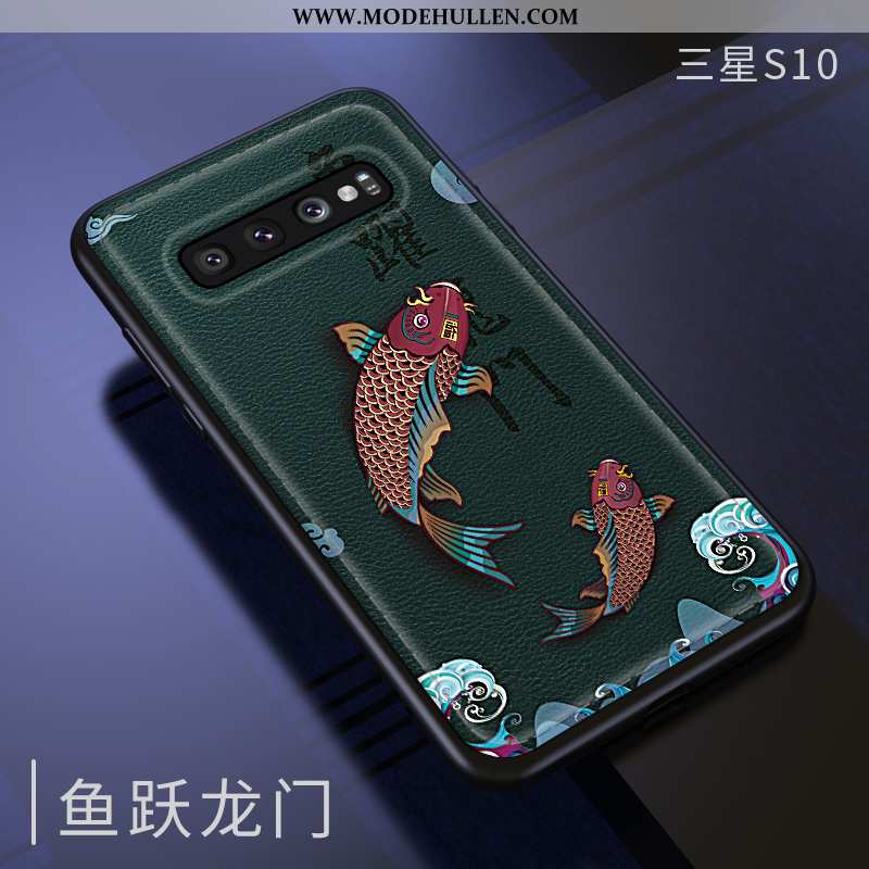 Hülle Samsung Galaxy S10 Weiche Silikon Retro Chinesische Art Grün Trend