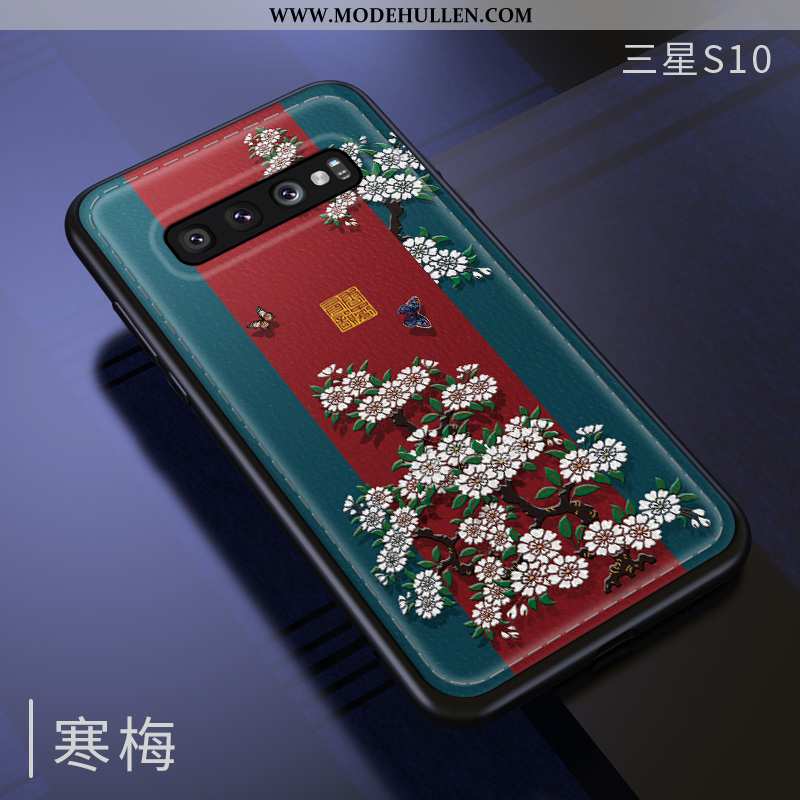 Hülle Samsung Galaxy S10 Weiche Silikon Retro Chinesische Art Grün Trend