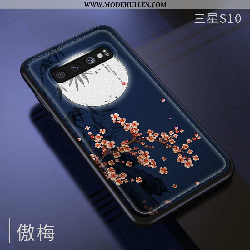 Hülle Samsung Galaxy S10 Weiche Silikon Retro Chinesische Art Grün Trend