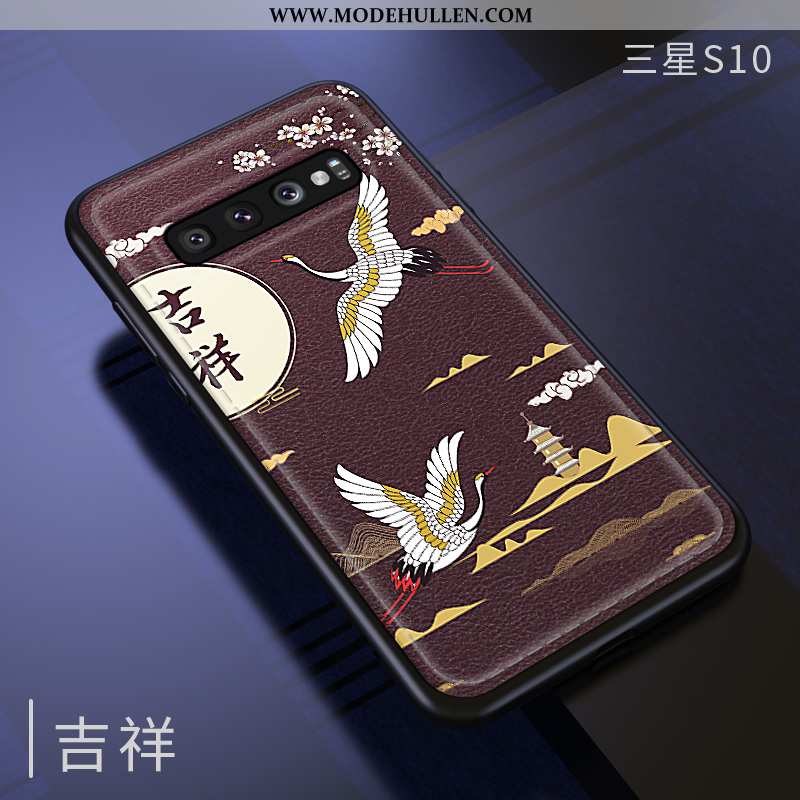 Hülle Samsung Galaxy S10 Weiche Silikon Retro Chinesische Art Grün Trend