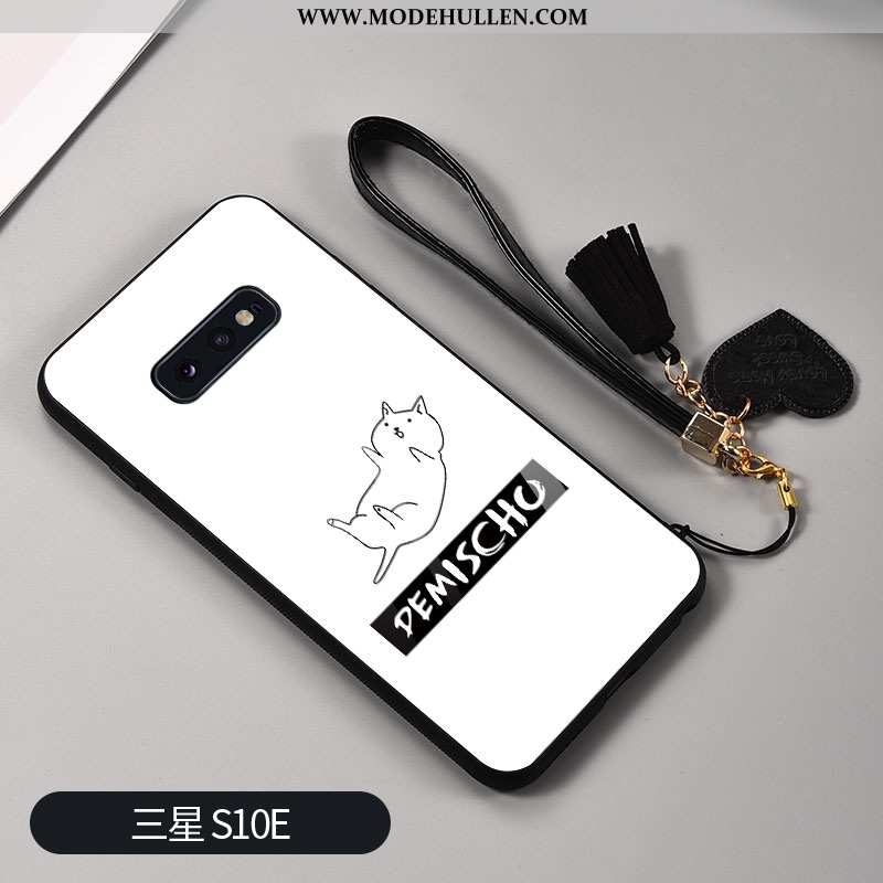 Hülle Samsung Galaxy S10e Karikatur Nette Glas Katzen Liebhaber Handbemalte Sterne Weiße