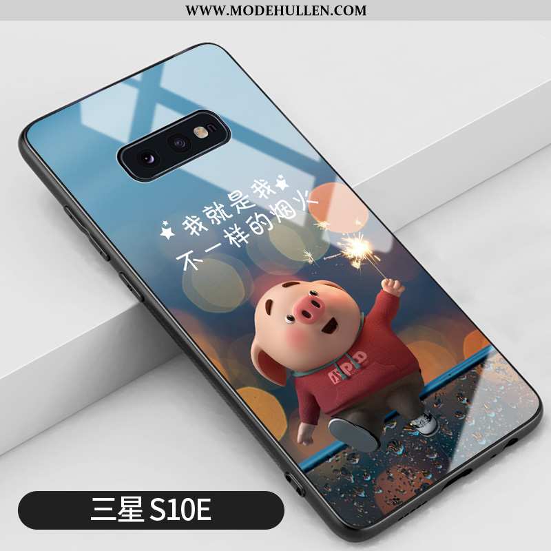 Hülle Samsung Galaxy S10e Persönlichkeit Kreativ Case Silikon Anti-sturz Karikatur Netto Rot Blau