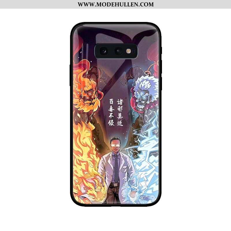 Hülle Samsung Galaxy S10e Schutz Glas Gelb Sterne Case Handy Persönlichkeit Gelbe