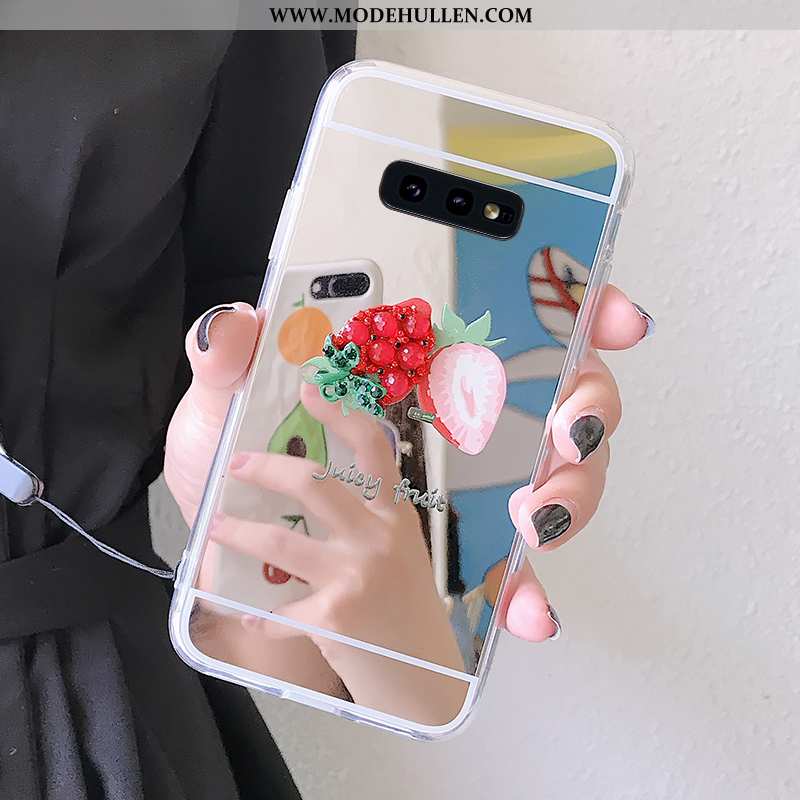 Hülle Samsung Galaxy S10e Schutz Hängende Verzierungen Case Silikon Weiche Handy Silber