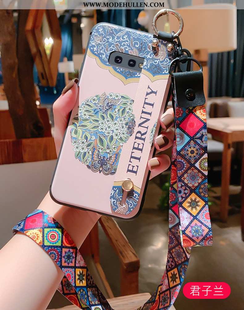 Hülle Samsung Galaxy S10e Silikon Schutz Hängende Verzierungen Handy Wind Weiche Palast Blau