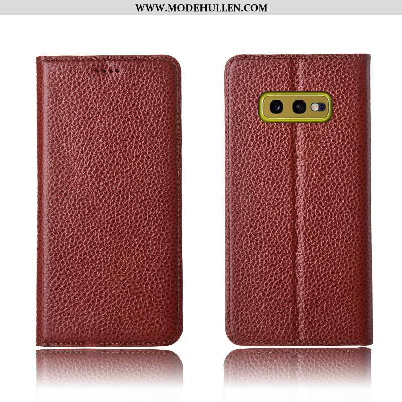 Hülle Samsung Galaxy S10e Weiche Schutz Lederhülle Anti-sturz Litchi Neu Echt Leder Rosa
