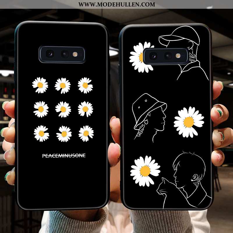 Hülle Samsung Galaxy S10e Weiche Silikon Schwarz Handy Trend Sterne