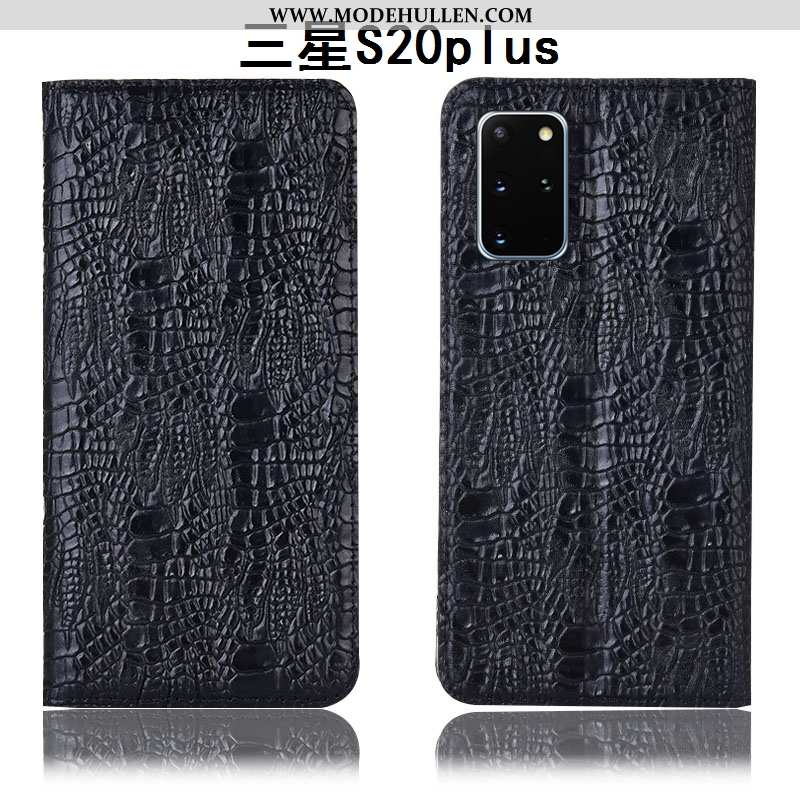 Hülle Samsung Galaxy S20+ Echt Leder Schutz Alles Inklusive Schwarz Case Anti-sturz