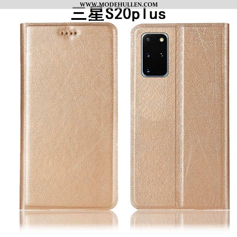 Hülle Samsung Galaxy S20+ Lederhülle Schutz Sterne Alles Inklusive Case Handy Gold