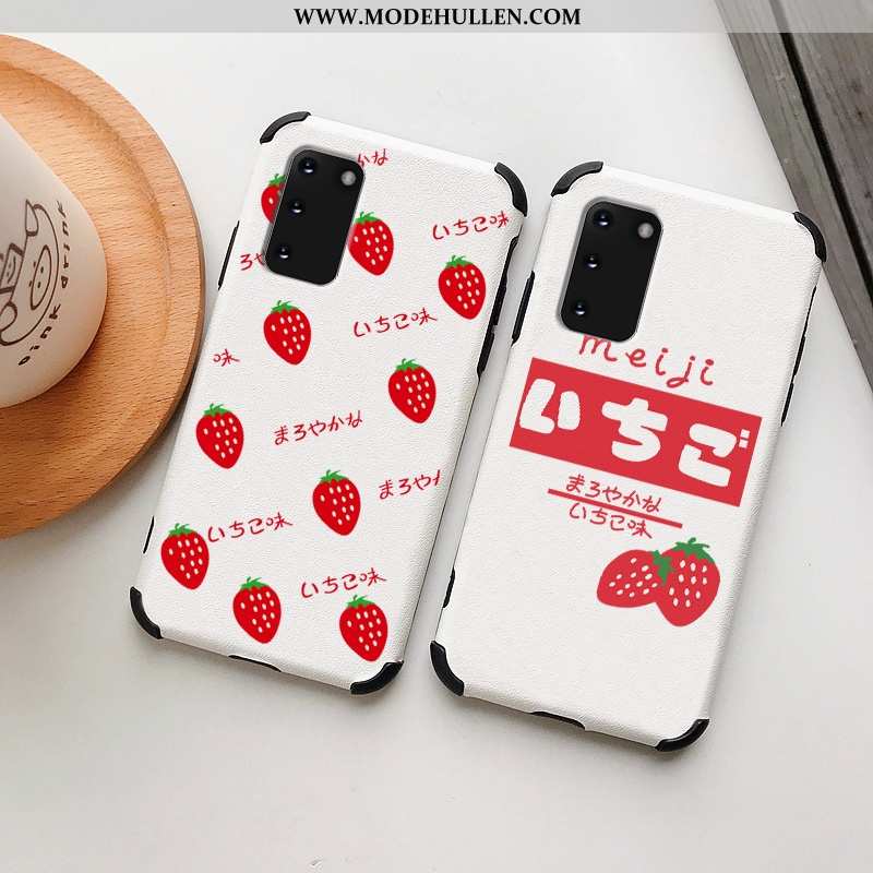 Hülle Samsung Galaxy S20 Persönlichkeit Kreativ Case Seide Weiß Erdbeere Weiße