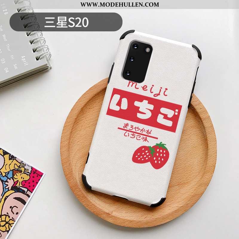 Hülle Samsung Galaxy S20 Persönlichkeit Kreativ Case Seide Weiß Erdbeere Weiße