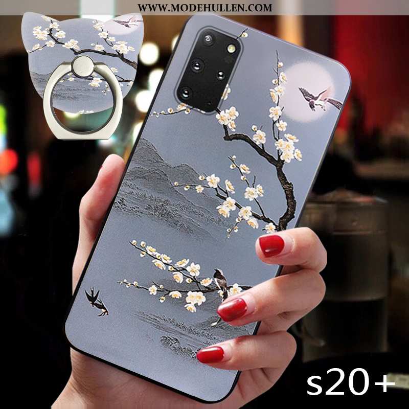 Hülle Samsung Galaxy S20+ Prägung Retro Wind Trend Chinesische Art Handy Weiche Rosa