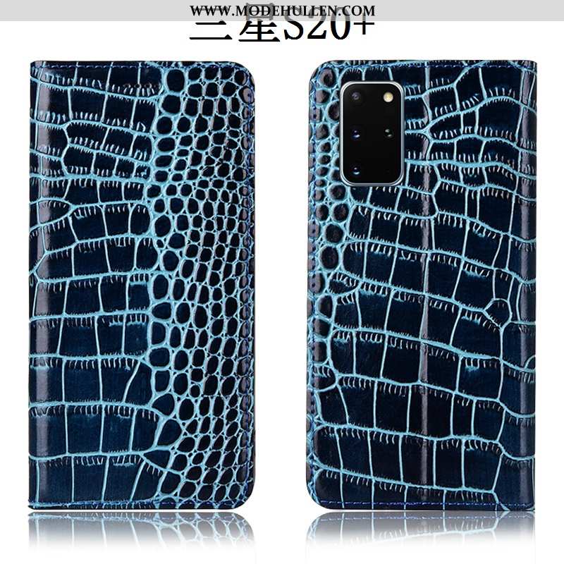 Hülle Samsung Galaxy S20+ Schutz Echt Leder Krokodilmuster Case Sterne Anti-sturz Handy Rote