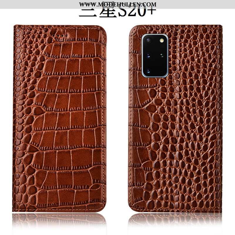 Hülle Samsung Galaxy S20+ Schutz Echt Leder Krokodilmuster Case Sterne Anti-sturz Handy Rote