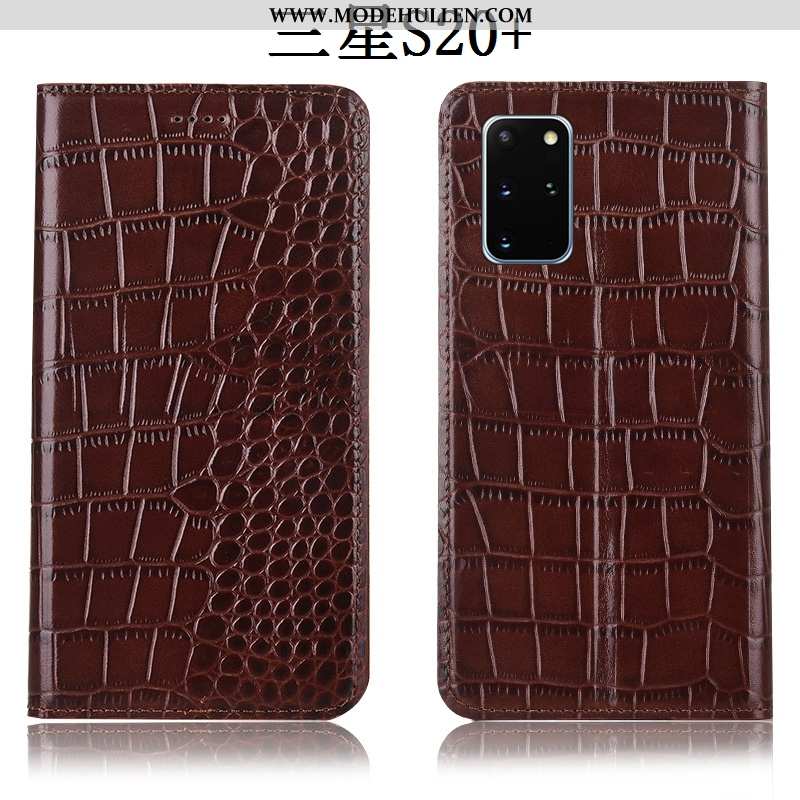 Hülle Samsung Galaxy S20+ Schutz Echt Leder Krokodilmuster Case Sterne Anti-sturz Handy Rote