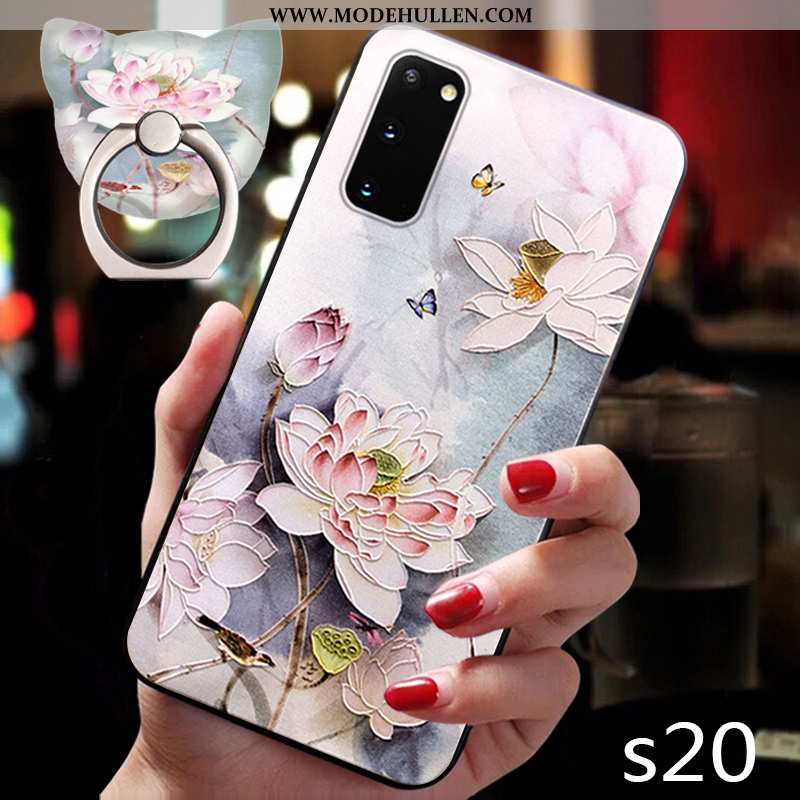 Hülle Samsung Galaxy S20 Silikon Schutz Wind Chinesische Art Sterne Rosa Handy