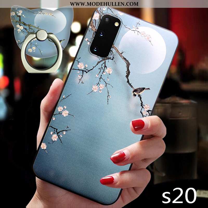 Hülle Samsung Galaxy S20 Silikon Schutz Wind Chinesische Art Sterne Rosa Handy
