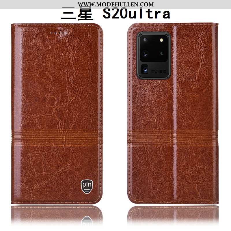 Hülle Samsung Galaxy S20 Ultra Echt Leder Schutz Sterne Handy Case Schwarz