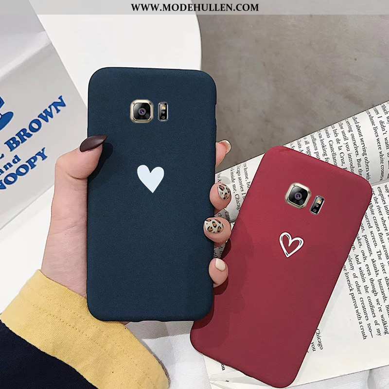 Hülle Samsung Galaxy S6 Edge Dünne Nubuck Case Sterne Super Alles Inklusive Handy Rote