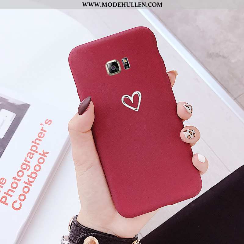 Hülle Samsung Galaxy S6 Edge Dünne Nubuck Case Sterne Super Alles Inklusive Handy Rote