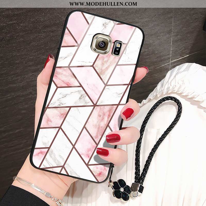 Hülle Samsung Galaxy S6 Edge Glas Mode Case Geometrie Groß Dünne Handy Grün