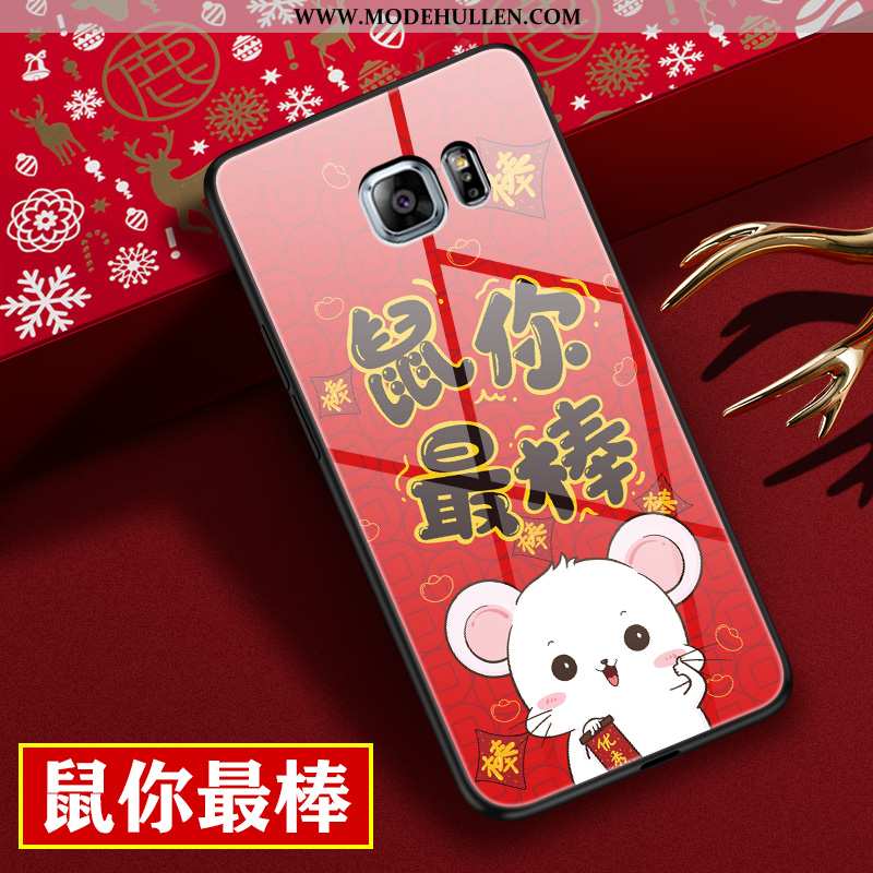 Hülle Samsung Galaxy S6 Edge Glas Persönlichkeit Handy Ratte Karikatur Neu Sterne Rote