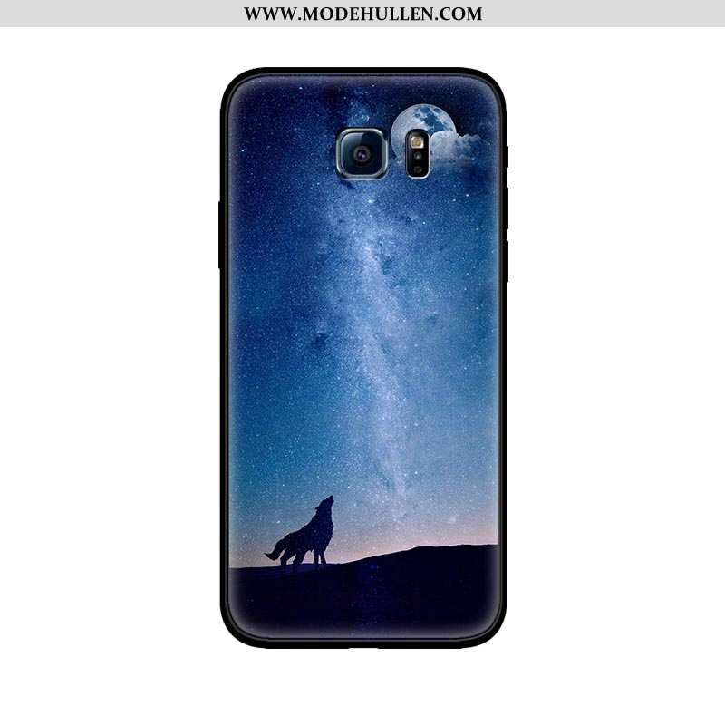 Hülle Samsung Galaxy S6 Edge Karikatur Nette Anti-sturz Handy Weiche Nubuck Schwarz